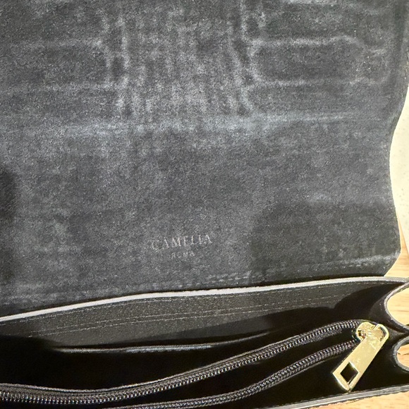 Camelia Roma black, croc-embossed leather crossbody bag - Picture 4 of 5